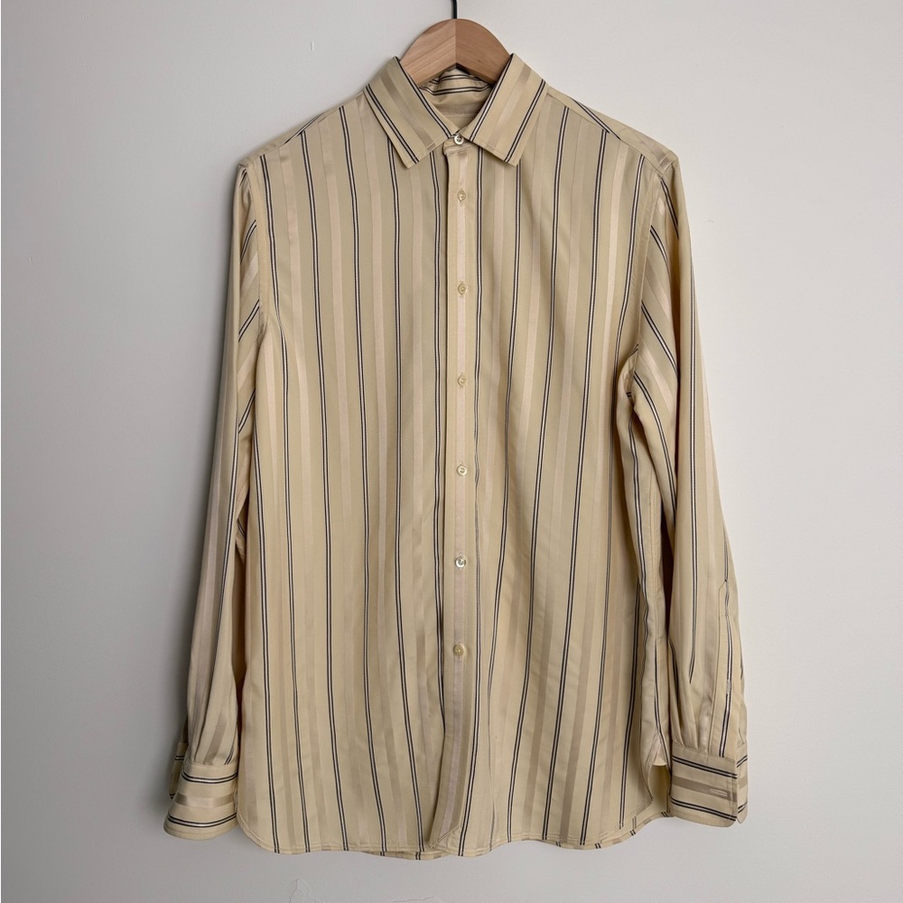 Ralph Lauren Purple Label Tonal Stripe Viscose Shirt – Made in USA